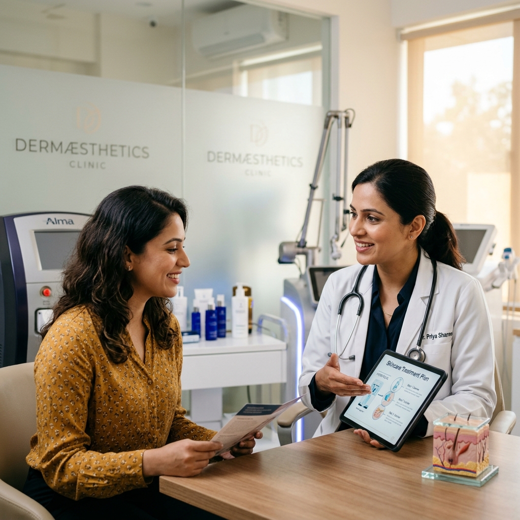 Expert dermatologist consultation with satisfied patient